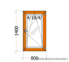 Вікно металопластикове ВікнарOFF MegaLine 500 Зол.Дуб зов. шир.- 800, вис,- 1400
